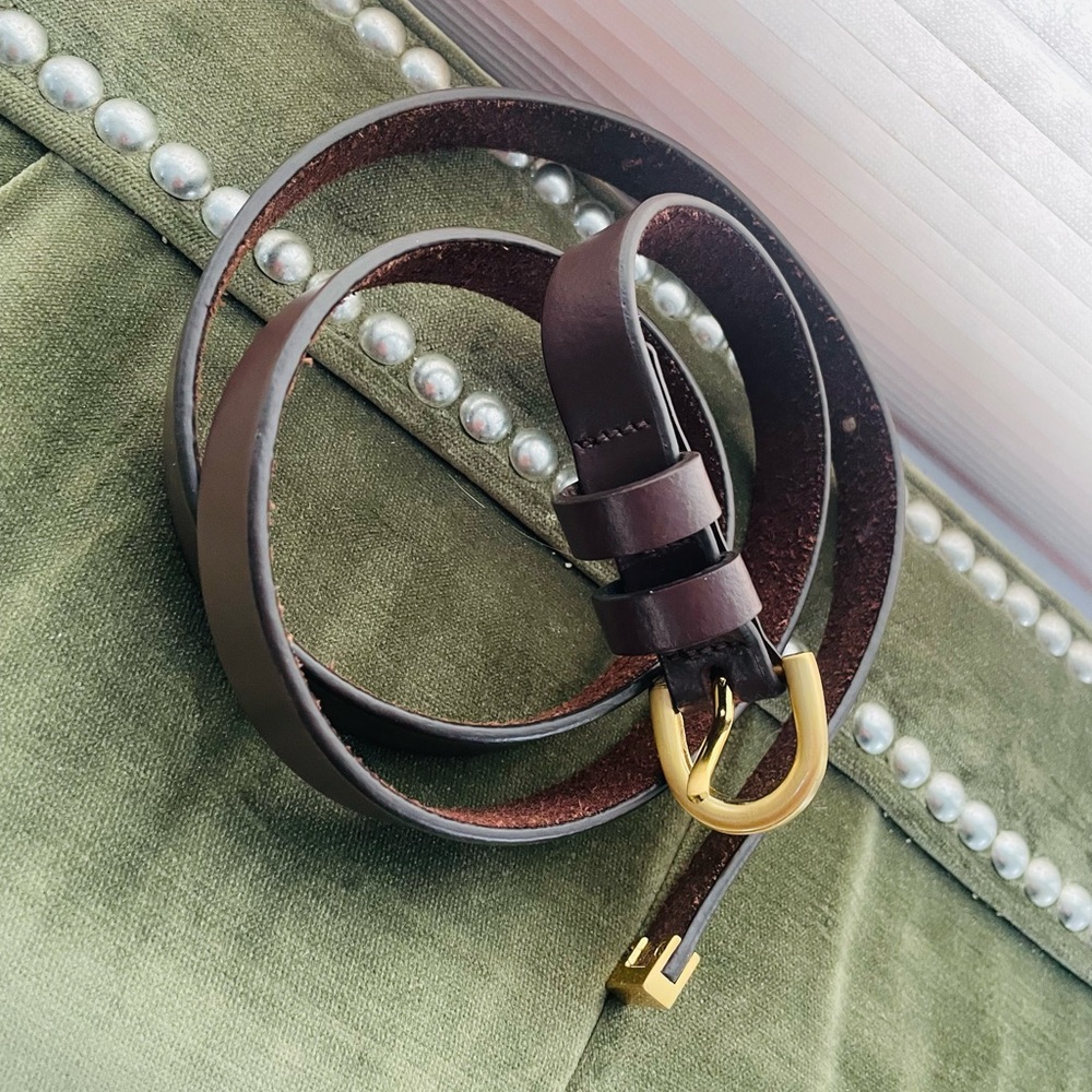 J. Crew Dark Brown Belt with Gold Buckle - Picture 9 of 16